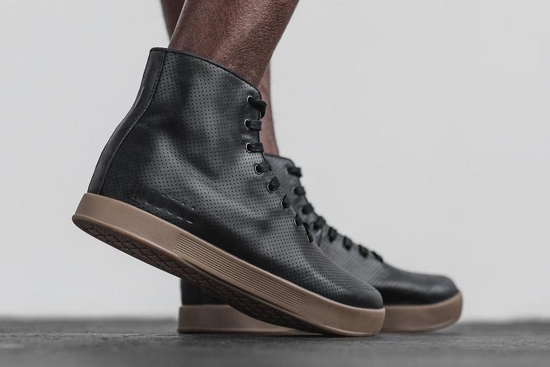 Black Nobull High-Top Dark Gum Leather Men's Trainers | CA B1404E